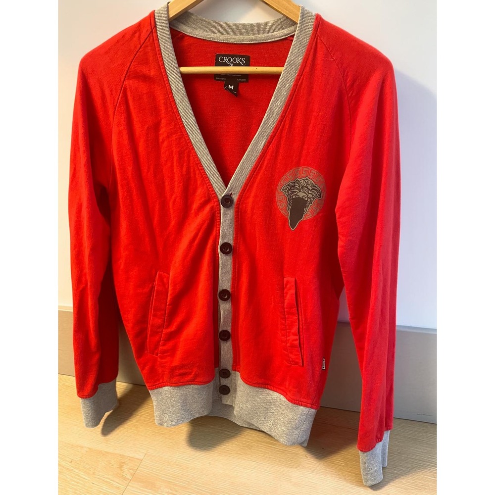 Crooks & Castles Medusa Graphic Red Cardigan Woman's Size Medium‎